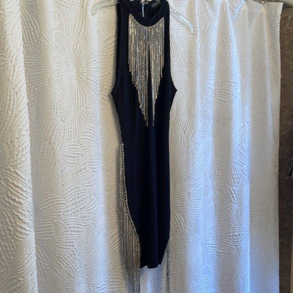 Crystal Fringe Mini Dress-sz Small - Picture 5 of 6